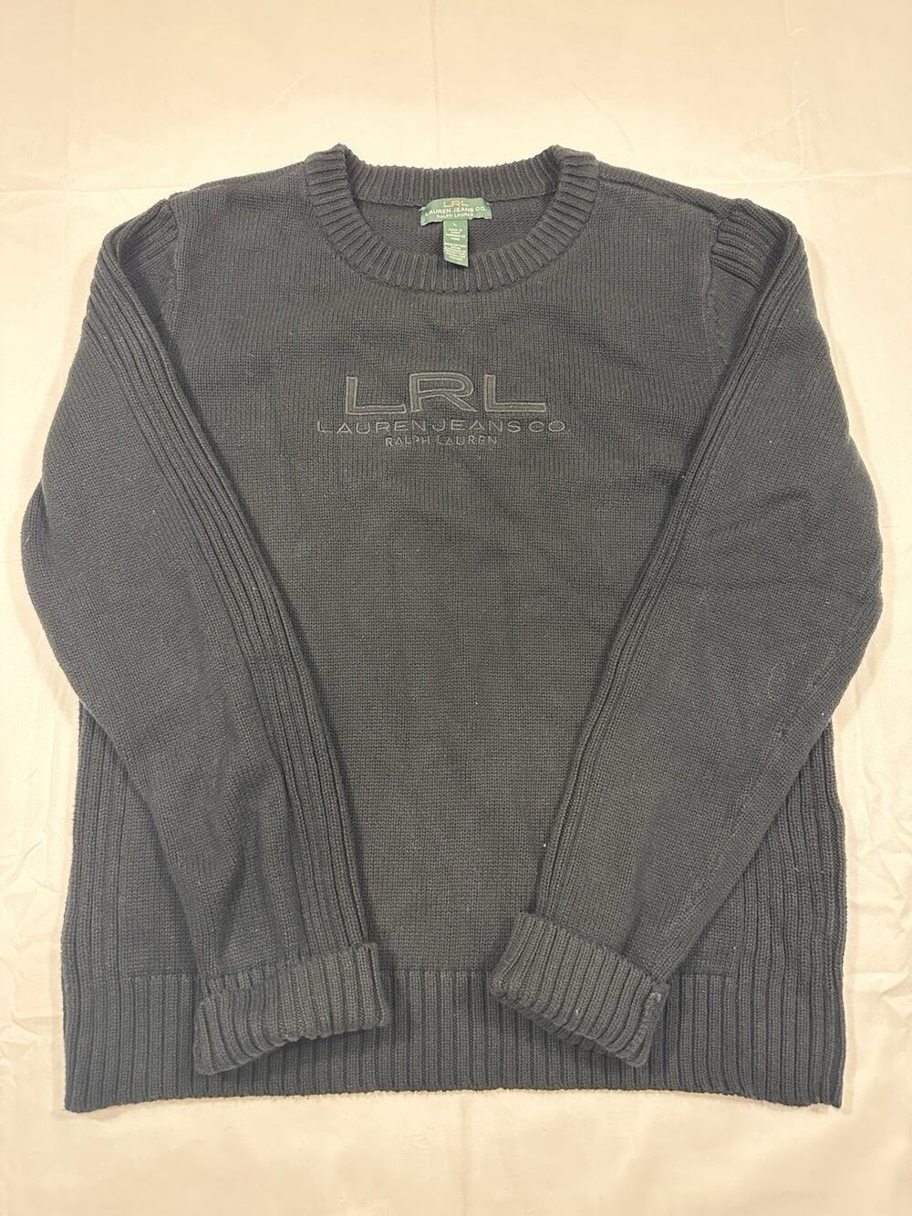 Vintage black Lauren Jeans Co Ralph Lauren cotton knit crewneck sweater Size L